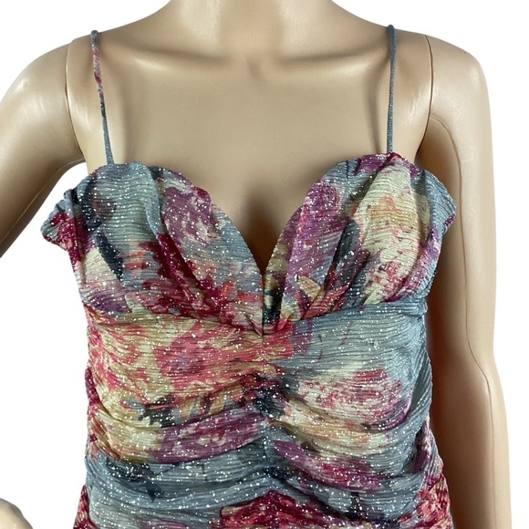 bishop + young Floral Sparkle Tank Top Size  Blue Multicolor - Picture 2 of 7